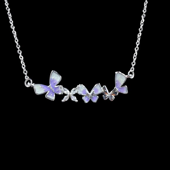 Butterfly Necklace Stainless Steel Iridescent Dainty Coquette Fairycore Jewelry - Picture 3 of 6